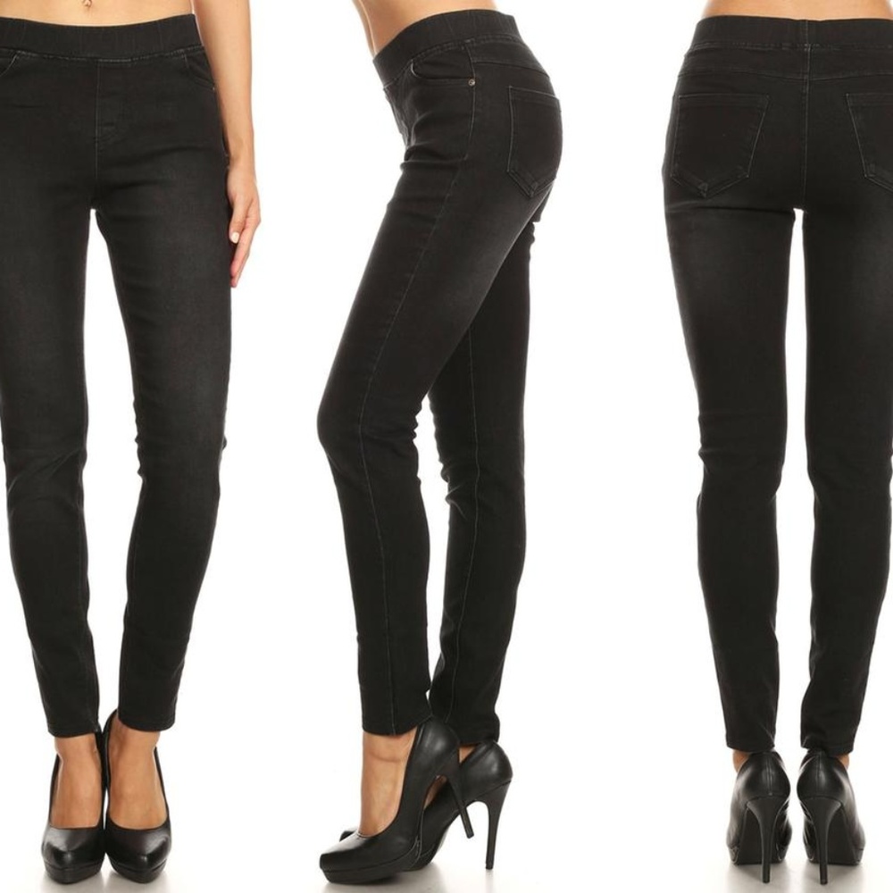 NWT Jviniv High-Waisted, Pull-On Skinny Blk Denim
